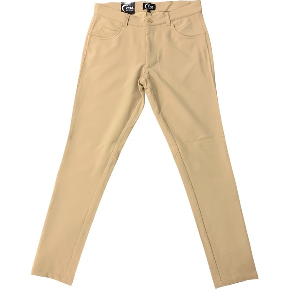 Zyia Active Pants Men’s Size Small Camel Khaki Stretch Pockets - Picture 1 of 7